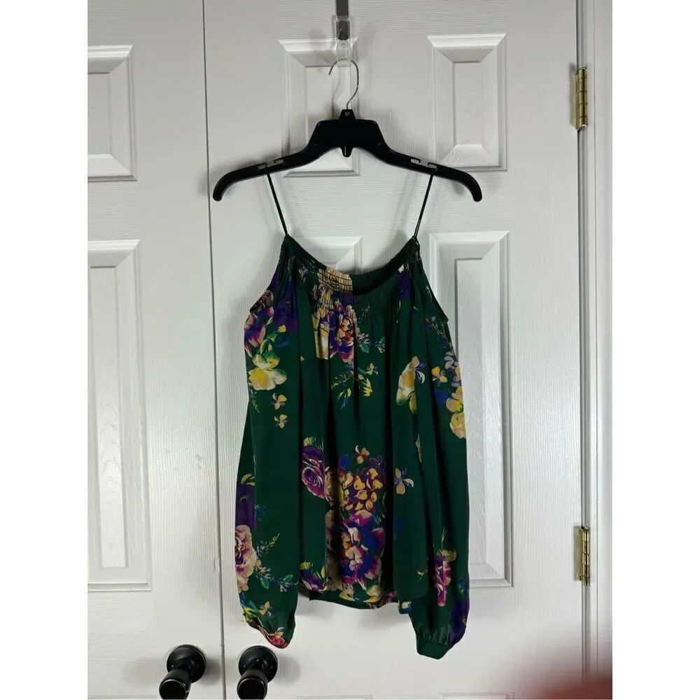 Maeve Womens Flower Long Sleeve Boho Off Shoulder Blouse Size M